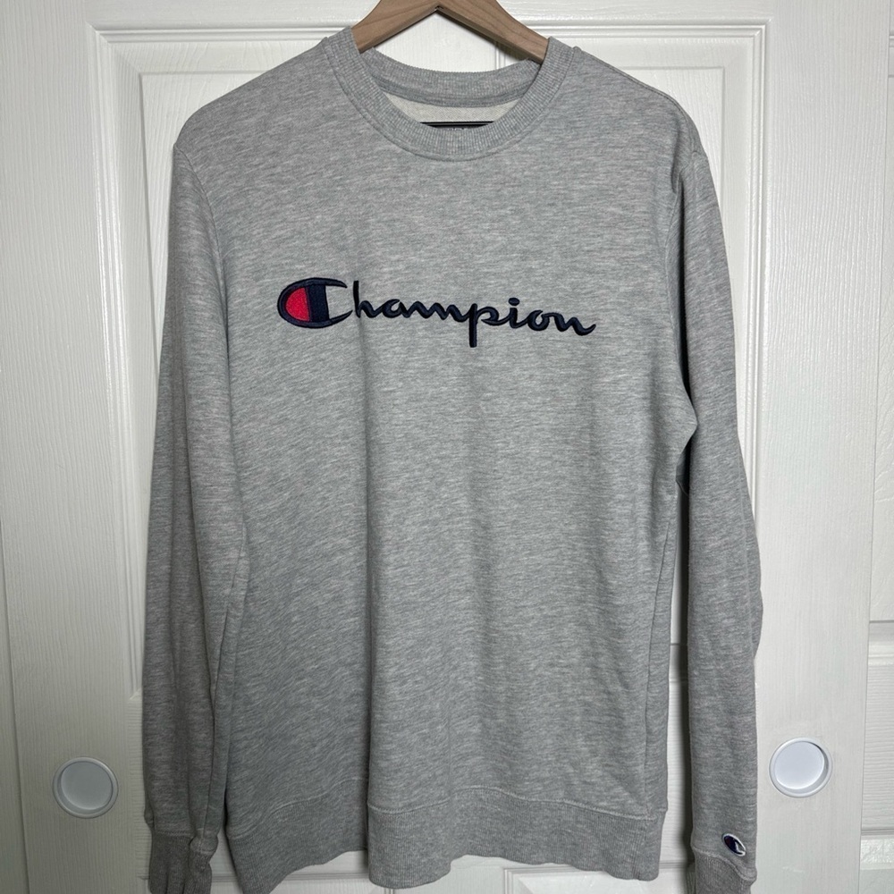 Champion Men’s Sweatshirt Small Oxford Gray 2020 Embroidered Preppy Sweater